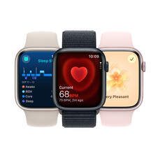 Apple Watch Series 9 GPS + Cellular, Aluminium rosé, 45mm mit Sport Loop, hellrosa>