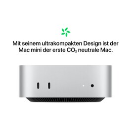 Mac mini: Apple M4 Chip mit 10‑Core CPU und 10‑Core GPU, 256 GB SSD - Silber