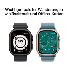 Apple Watch Ultra 3 GPS + Cellular, 49 mm Titangehäuse Natur, Ocean Armband Maritimblau