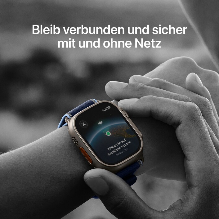 Apple Watch Ultra 3 GPS + Cellular, 49 mm Titangehäuse Natur, Ocean Armband Maritimblau