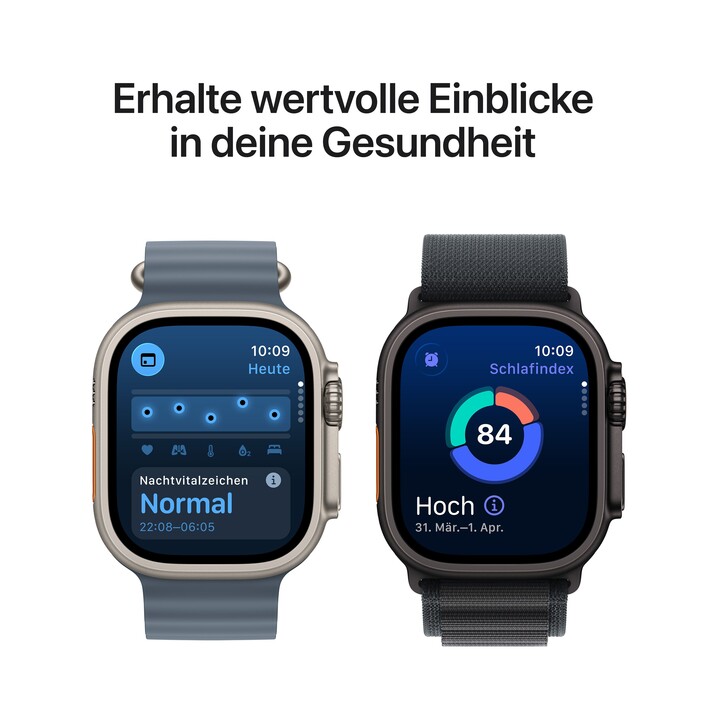 Apple Watch Ultra 3 GPS + Cellular, 49 mm Titangehäuse Natur, Trail Loop Blau/Hellblau - S/M